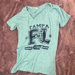 🍋Salt Creek V-Neck Tampa Florida Tee in Blue
